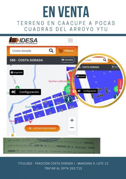 Loteamiento en Venta en Fracción Costa Dorada Caacupé, Cordillera